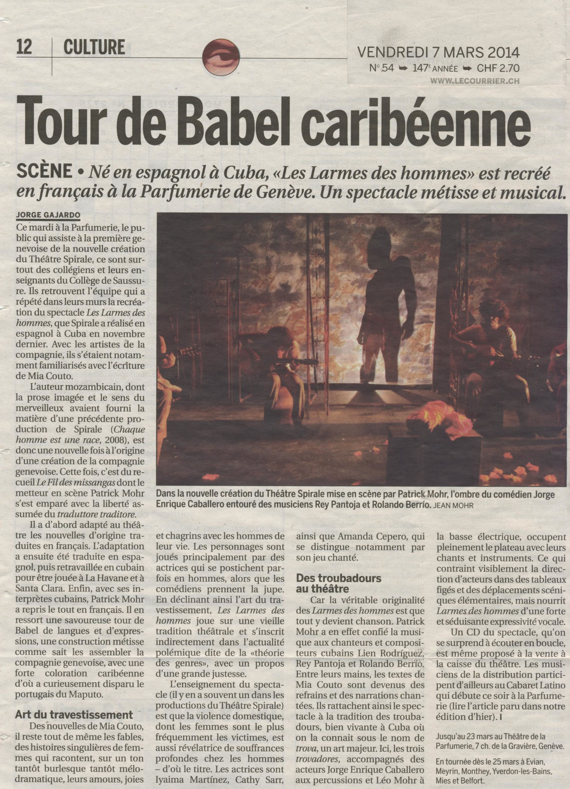 Critique « Tour de Babel caribéenne » – Le Courrier – 7 mars 2014